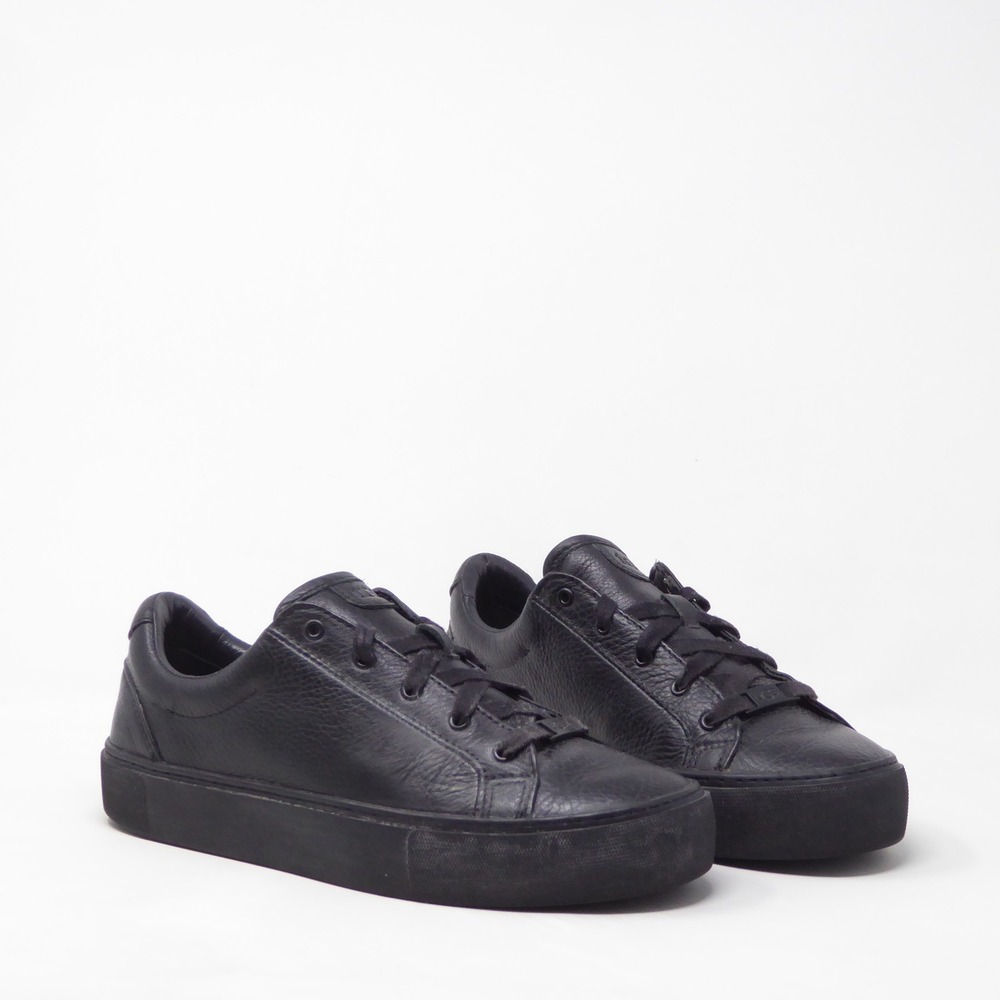 UGG Womens Zilo Shoes Sneakers Black Pebbled Leather Platform Size 7.5